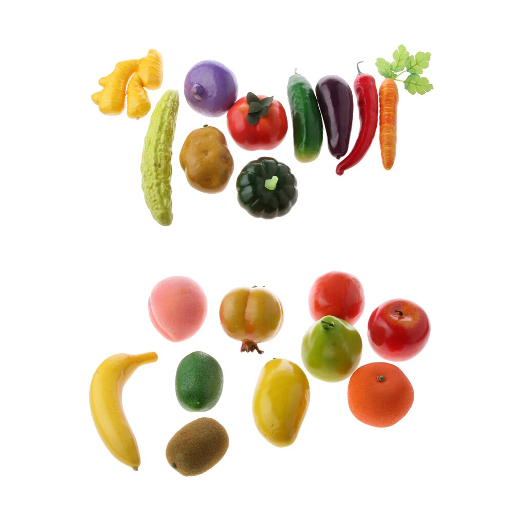 Lot de 4 légumes artificiels/fruits artificiels, modèle de jouet, décoration de jardin et de cuisine