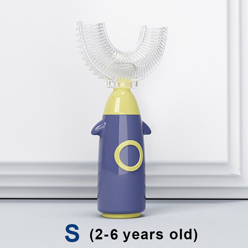 Kinderen Tandenborstel Handleiding U-Vormige Food-Grade Siliconen Zachte Haren Mond-Met Baby Fine-Haren tandenborstel: S-Blue