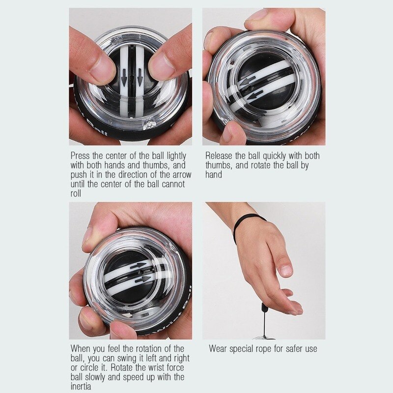 Dispositivo de entrenamiento de muñeca, intensificador de equipo de ejercicio con luz LED, bola de energía de arranque automático, fuerza de muñeca
