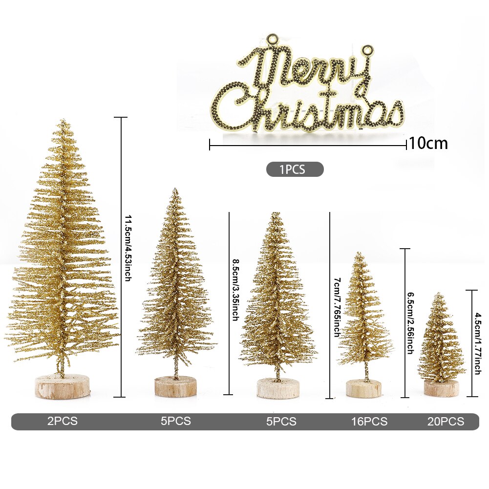 Mini arbre de noël coloré de 57 pièces | Faux pins, accessoire Photo de noël diy, décoration de Table pour fête de noël, décor de maison pour nouvel an