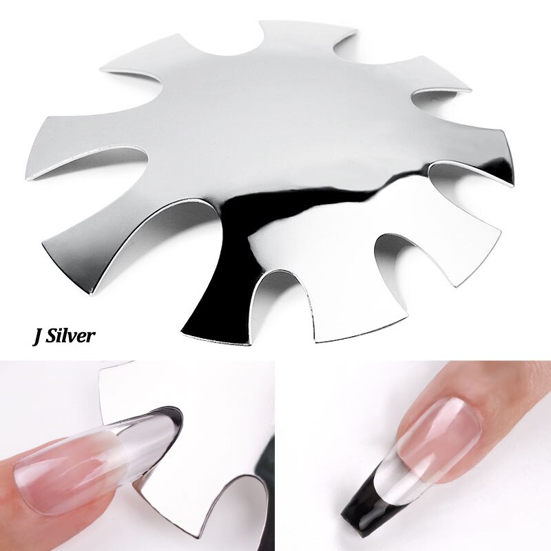 Pro 12 Style Easy French Smile Cut V Line Edge Trimmer Nail Cutter Almond Nail Stencil Styling Mold French Manicure Tools