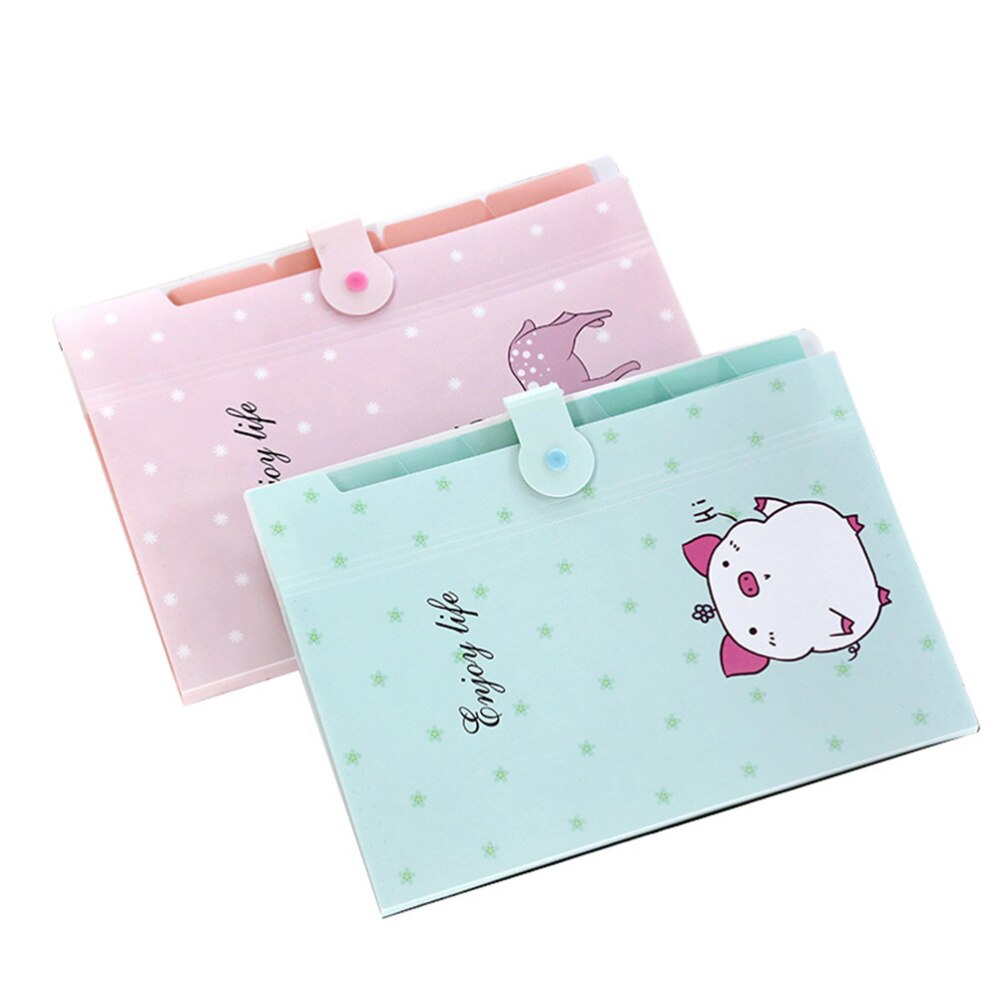 A4 Expanding File Folder Cartoon Document Holder Organ Package Storage Folder for Students Office Supplies (Green)