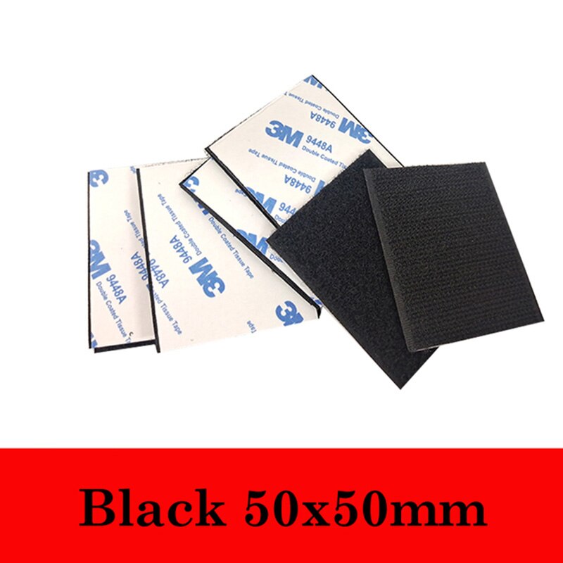 10 Paren/partij 3M Sterke Zelfklevende Lijm Klittenbandsluiting Tape Nylon Sticker Haak Lijm Voor Diy Accessoires: Black 5cm X 5cm