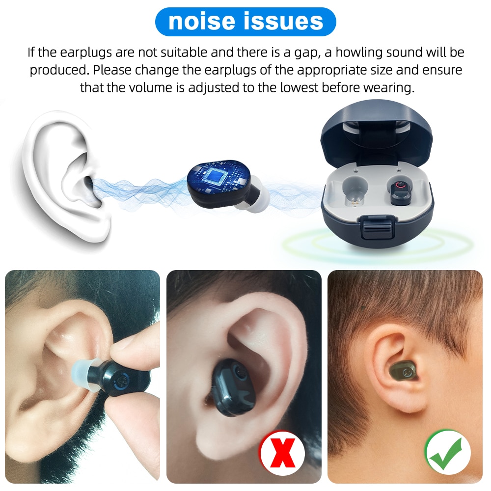 Digital høreapparat usb tpye itc genopladelig mini i øret usynlige høreapparater assistent justerbar tone lydforstærker
