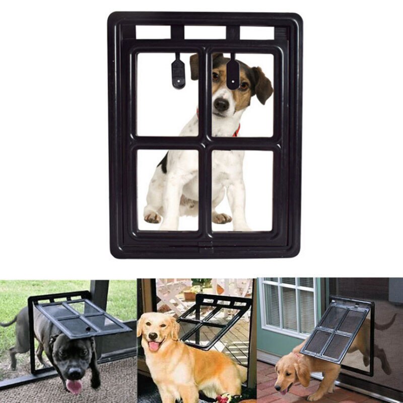 Puerta de plástico con cierre magnético para mascotas, para perros y gatos, puerta para mascotas con orificio para puertas de seguridad para perros pequeños, medianos y grandes