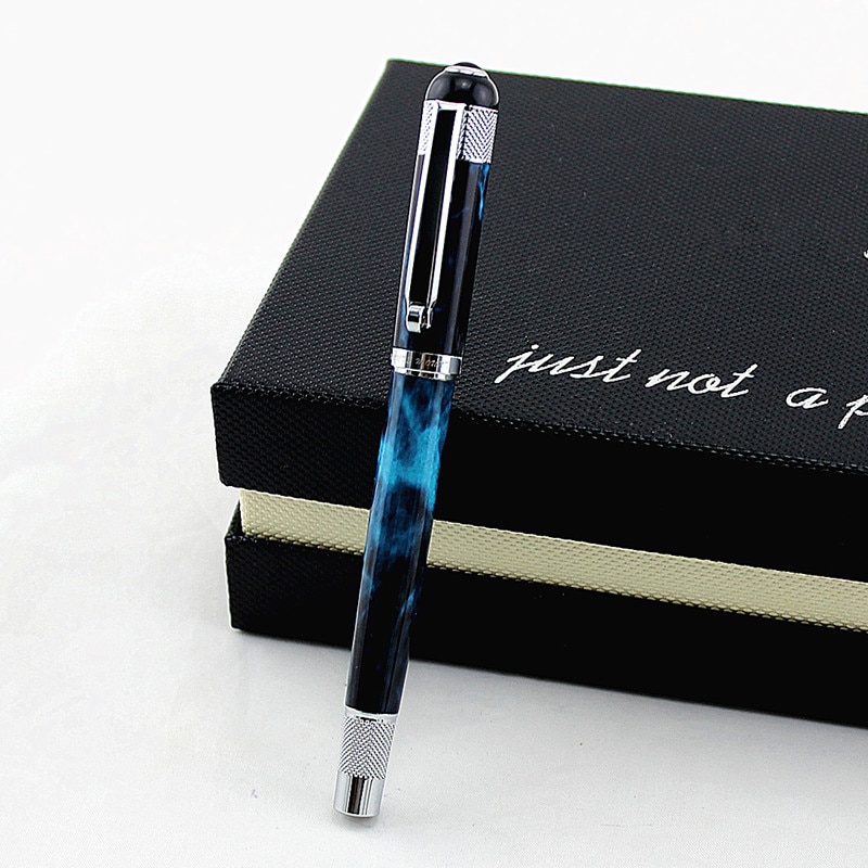 Luxury Blue marble Metal Ballpoint Pen 0.5MM Nib Ball Pens for School Office Supplies