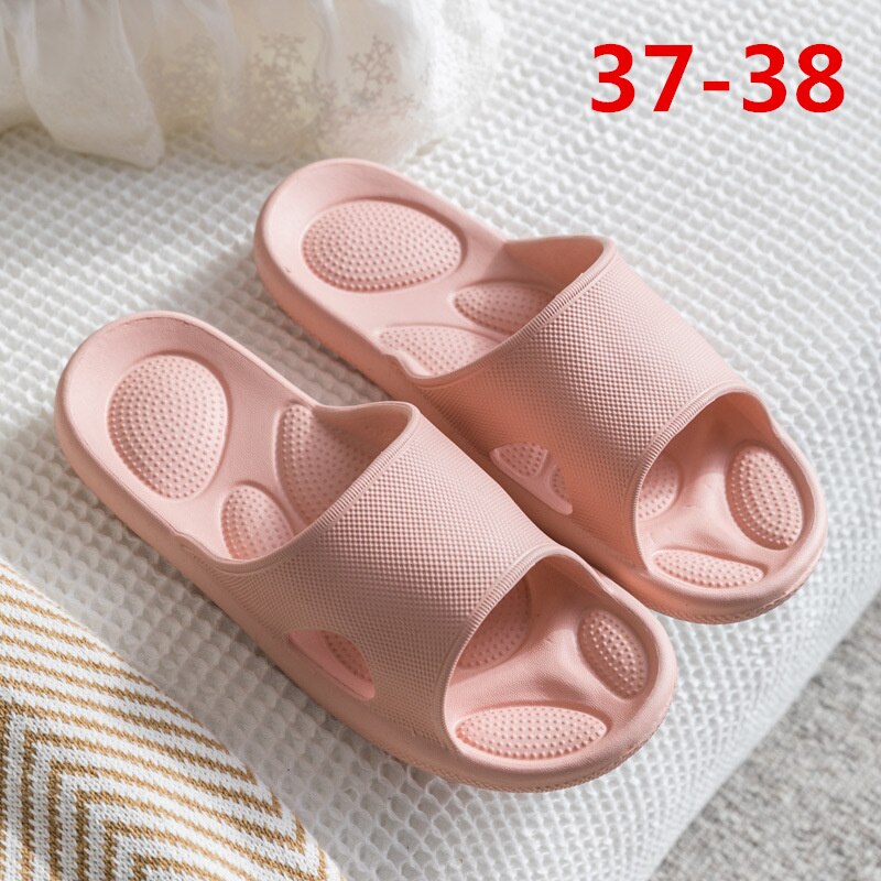 Xiaomi Women's Home Massage Slippers Female Summer Slides Indoor Bathroom Non-slip Flip Flop Sandals Men Soft Sole Soft Shoes: Pink 37-38