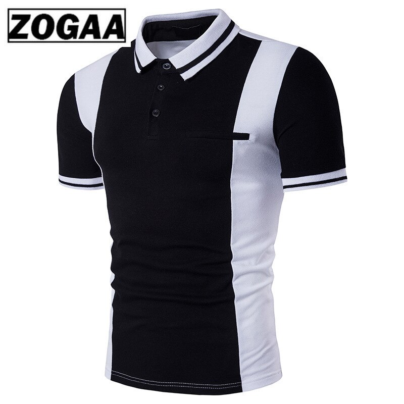 ZOGAA camisa de Polo de verano para hombre de manga corta Camisa blanca y negra de Polo informal ajustada para jóvenes camisas para Hombre Ropa