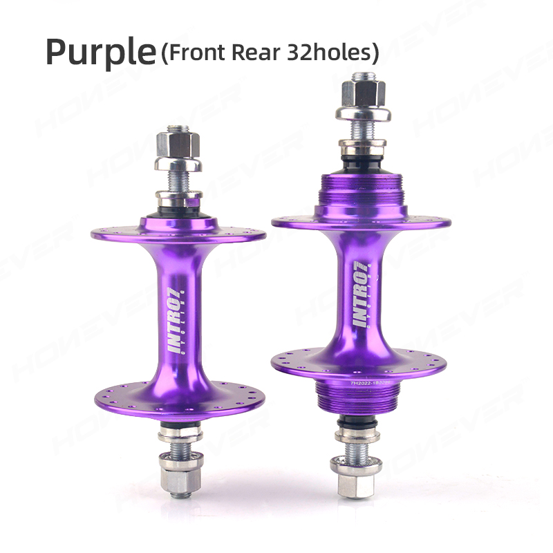 INTRO7 Bicycle Fixed Gear Hubs Front Rear 20H 24H 32 Holes Lightweight Sealed Bearing Fixie Bike Track Hub Bicycle Parts: Purple 32 32