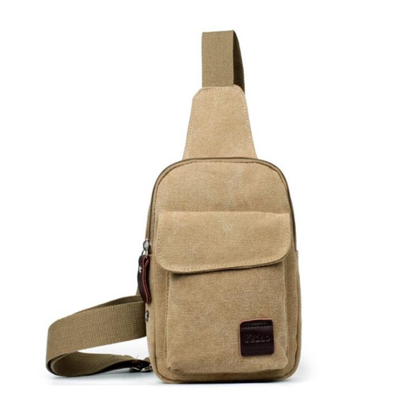 Heren kleine borsttas reizen wandelen cross body messenger schouder casual effen heren canvas tas handtas: Khaki