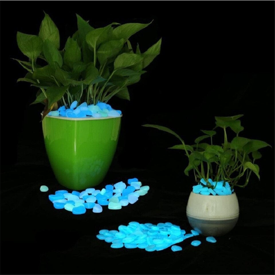 100pcs Luminous Stone Fluorescent Gravel Pebbles Aquarium Fish Tank Garden Decoration in the Dark Glowing Stones