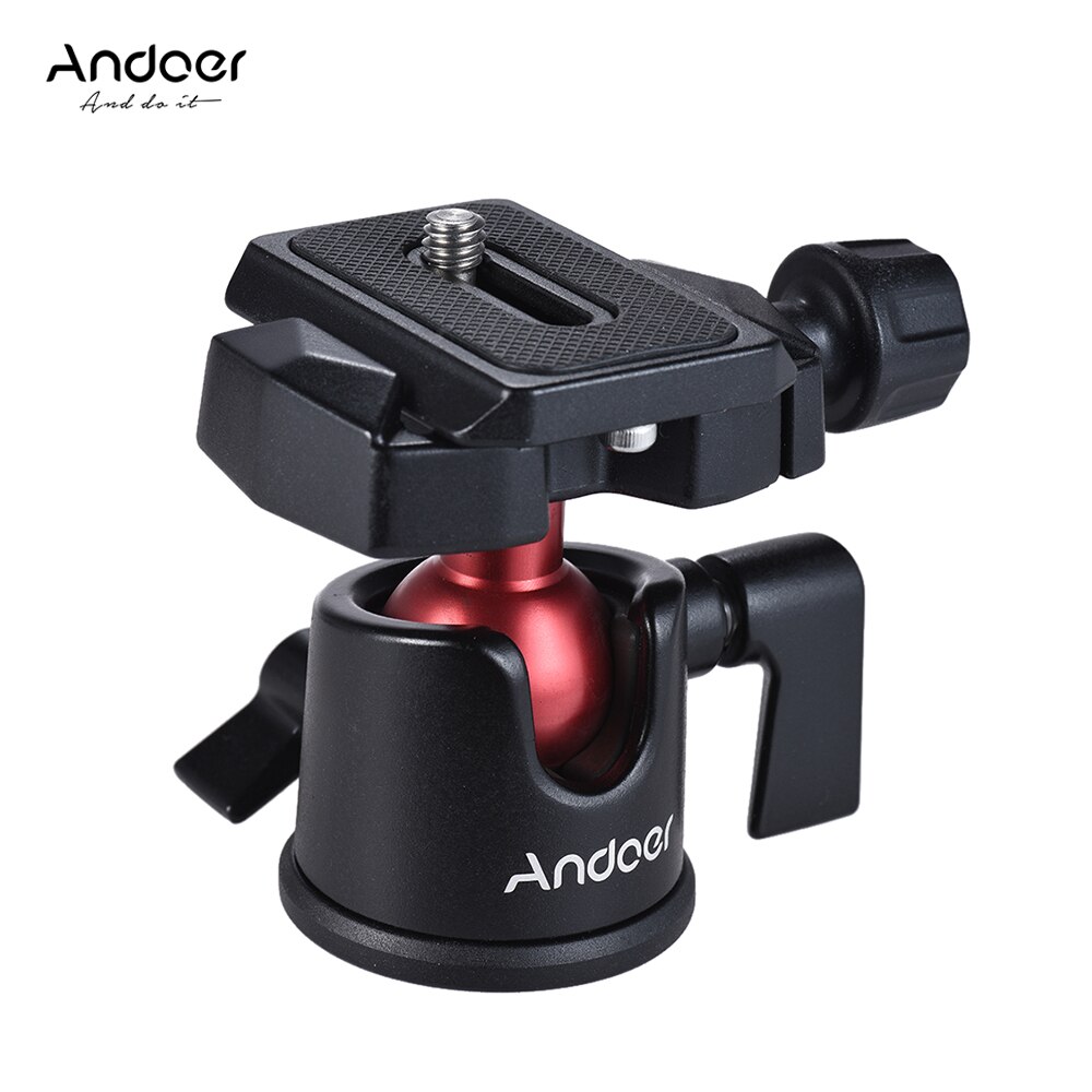 Andoer mini kuglehoved bordplade stativ stativ panorama fotograferingshoved til canon nikon sony dslr spejlløst kamera videokamera: Sort