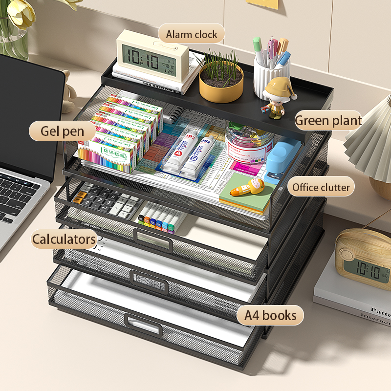 Organisateur de bureau tiroir coulissant, porte-fichiers de trieur de papier multifonctionnel pour le bureau et l'école à domicile