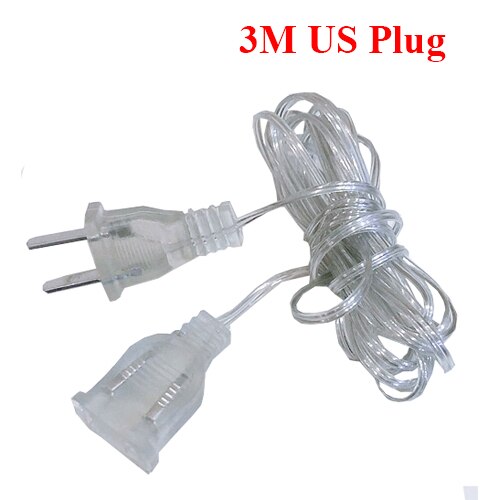 Rallonge pour guirlande de 3 mètres, avec interrupteur, allumer/éteindre, adaptateur LED, décorations de noël, prise EU/US: 3M Cable US Plug