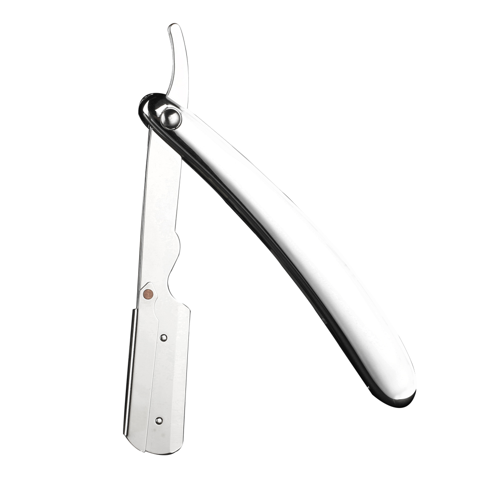 Maquinilla de afeitar Manual para Barba, afeitadora de pelo de mano plegable, herramientas de depilación (sin rebanada de afeitado), accesorios para peluquero y salón: Plata