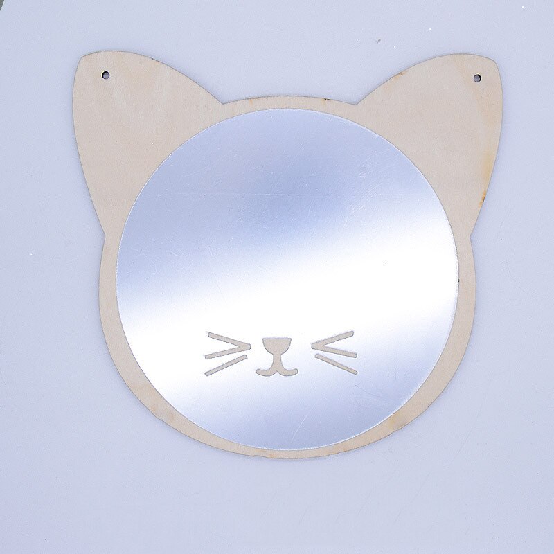 Children's Cartoon Decorative Mirror Bathroom Baby Room Cute Wood Acrylic Frame Home Art Wall Decoration: E