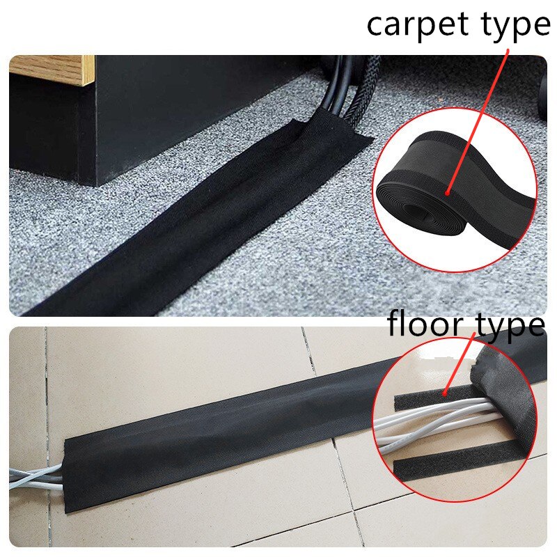 1/3 Meter Soft Adjustable Cable Cover Hook And Loop Management Sleeve Office Home Floor Carpet Wire Organizer Supplies