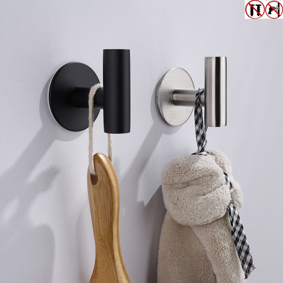 3M Sticker Adhesive Stainless Steel Wall Mount Robe Hook Door Clothes Coat Hat Hanger Bathroom Towel Hook Rack Free Nail Install