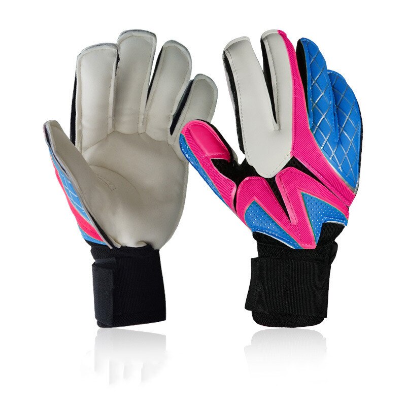 Anti-slip Goalkeeper Gloves with Finger Protection Rods Soccer Thickened Latex Football Goalie Gloves: red blue / size 7