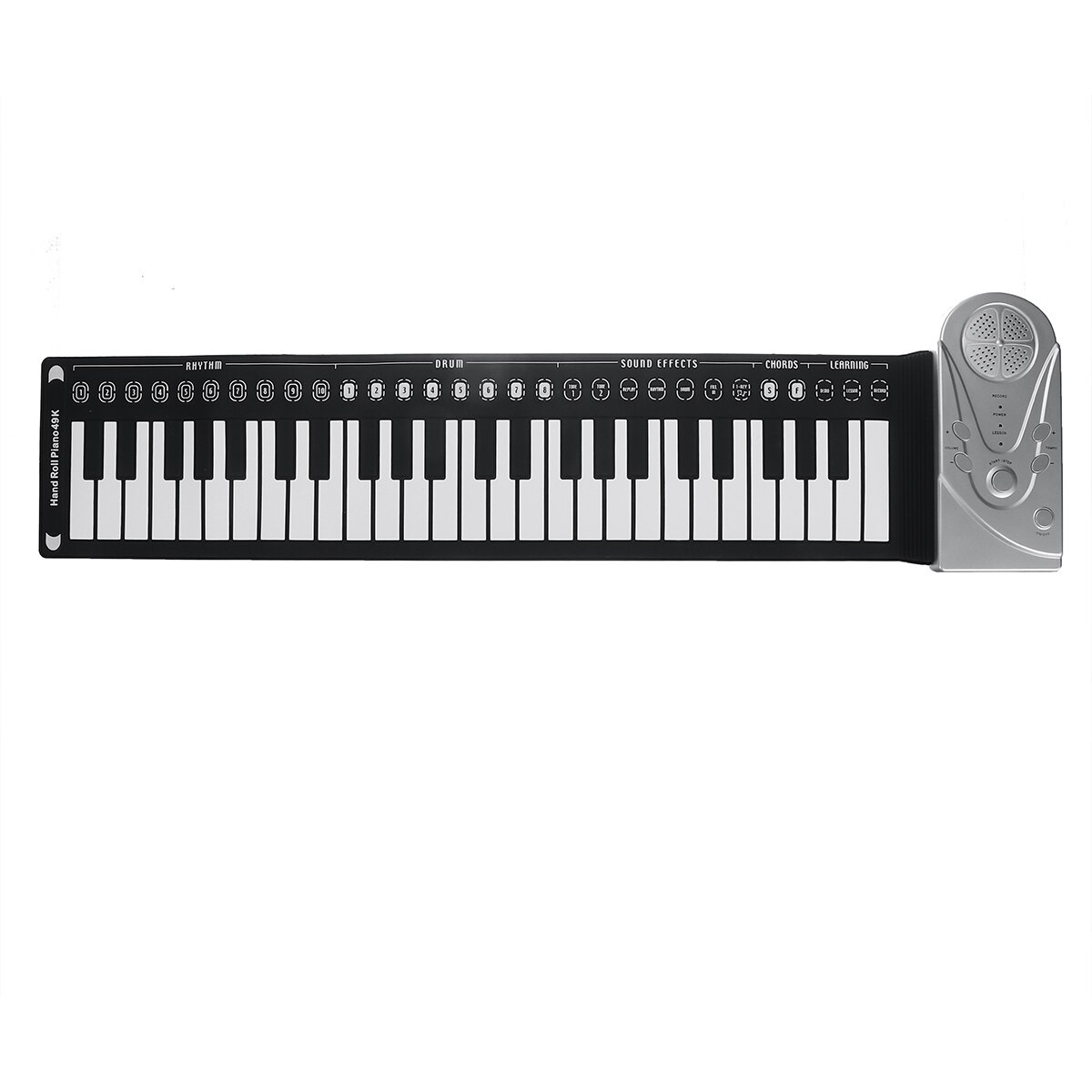 Digital Keyboard Piano Portable Flexible 49 Keys Flexible Silicone Electronic Roll Up Piano Children Toys Built-in Speaker: Moonlight Silver