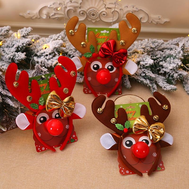 Jule rensdyr gevirer pandebånd rød næse xmas børn hovedbeklædning børn dekorative tilbehør