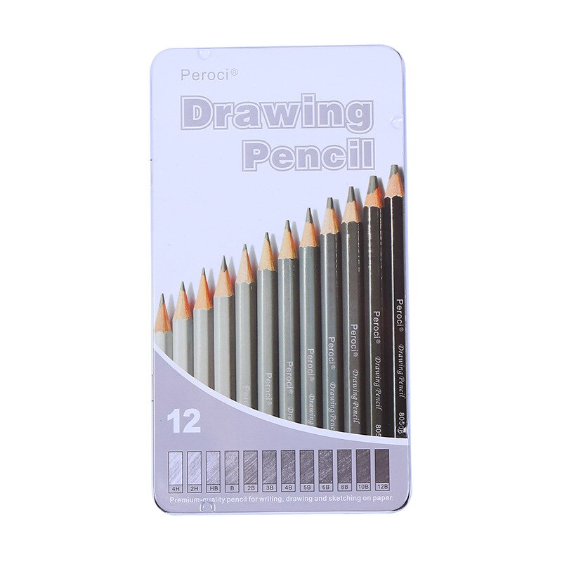 Set 12 Crayons Graphite Pasler - 9B à 3H Pour Dessin, Croquis, Artiste - Boîte Métal, Noyau Résistant