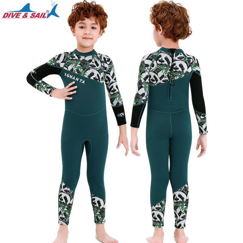 Bambini Muta In Neoprene 2.5 millimetri di Spessore A Maniche Lunghe di Un Pezzo Posteriore Con Zip Protezione UV di Protezione Solare Prendisole Muta per le Ragazze ragazzi: M150507K-A / XXL