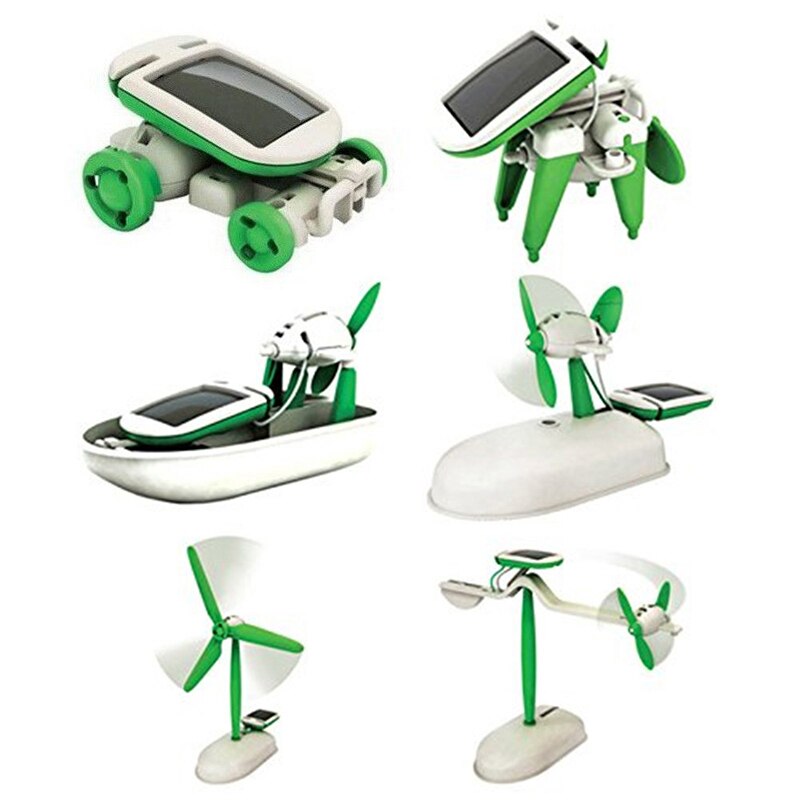 Meer Diy 6 In 1 Educatief Power Solar Robot Kit Boot Energie Fan