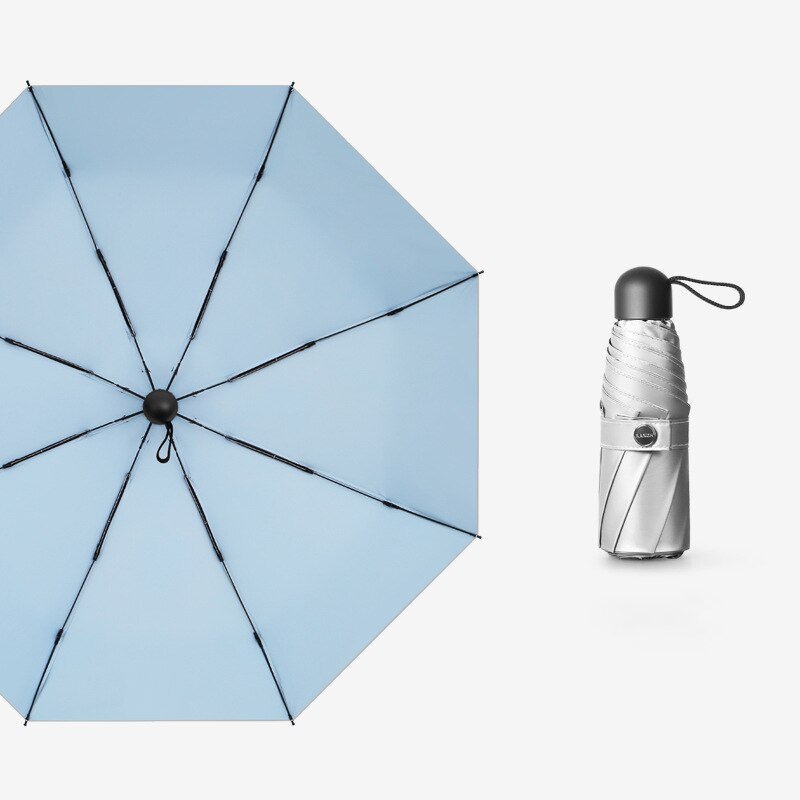 Colorful Mini Sun Umbrella Titanium Silver Coating UV Parasol Umbrellas Rain Women 8k Windproof Ultralight Small Clear Umbrella: Blue