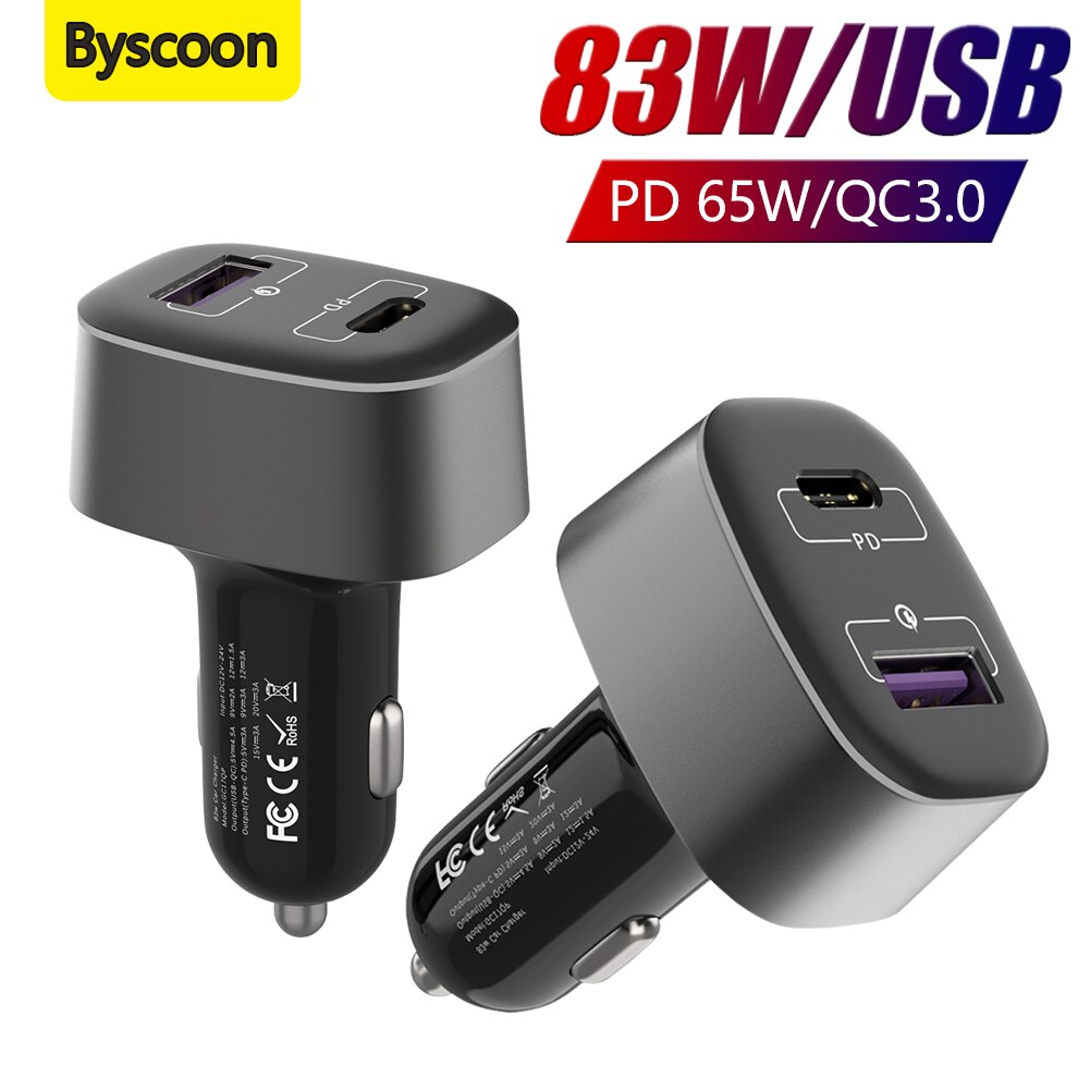 83w schnell-autoladegerät usb-c  pd 65w für laptop, ipad 20 usb-a  qc 3.0 autoladegerät für samsung  s21 10 45w typ-c laptop, tablet