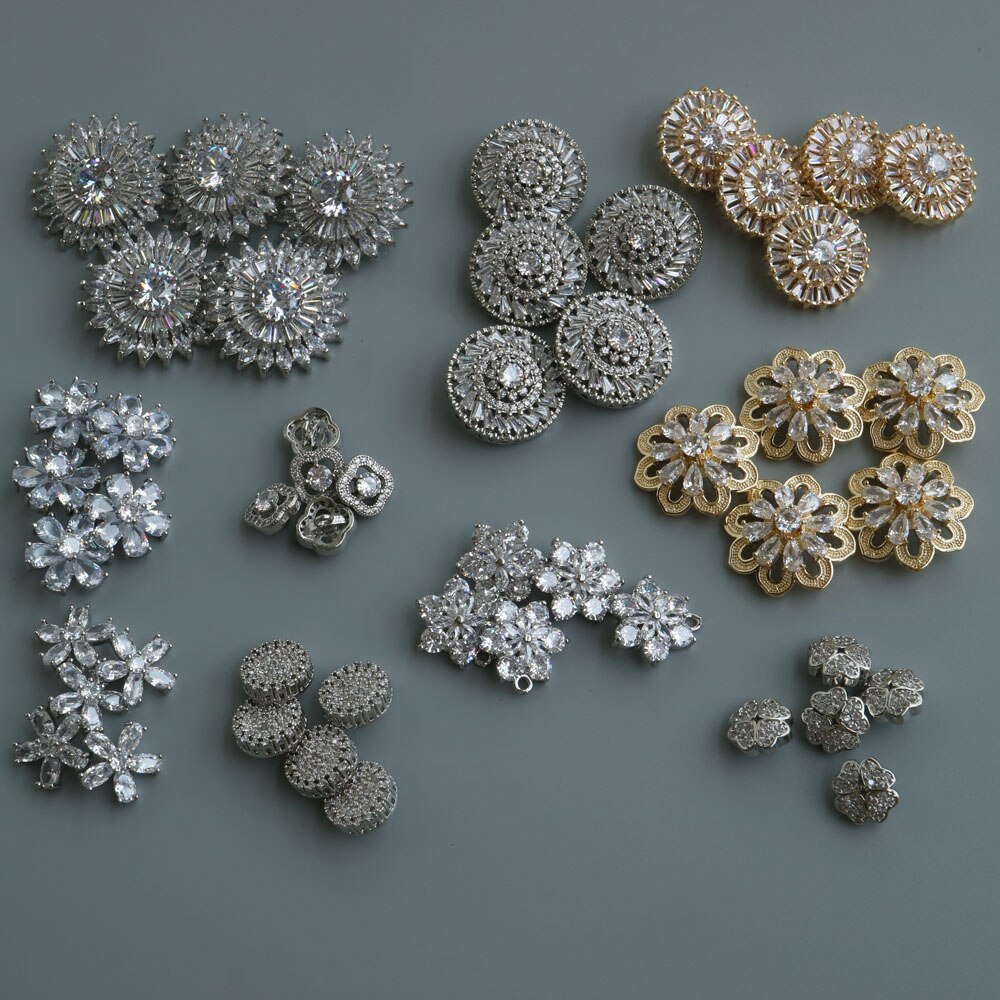 5pc/lot Luxury crystal buttons for clothes Cubic zirconia button for coat Decorative CZ sewing buttons for cashmere cardigan
