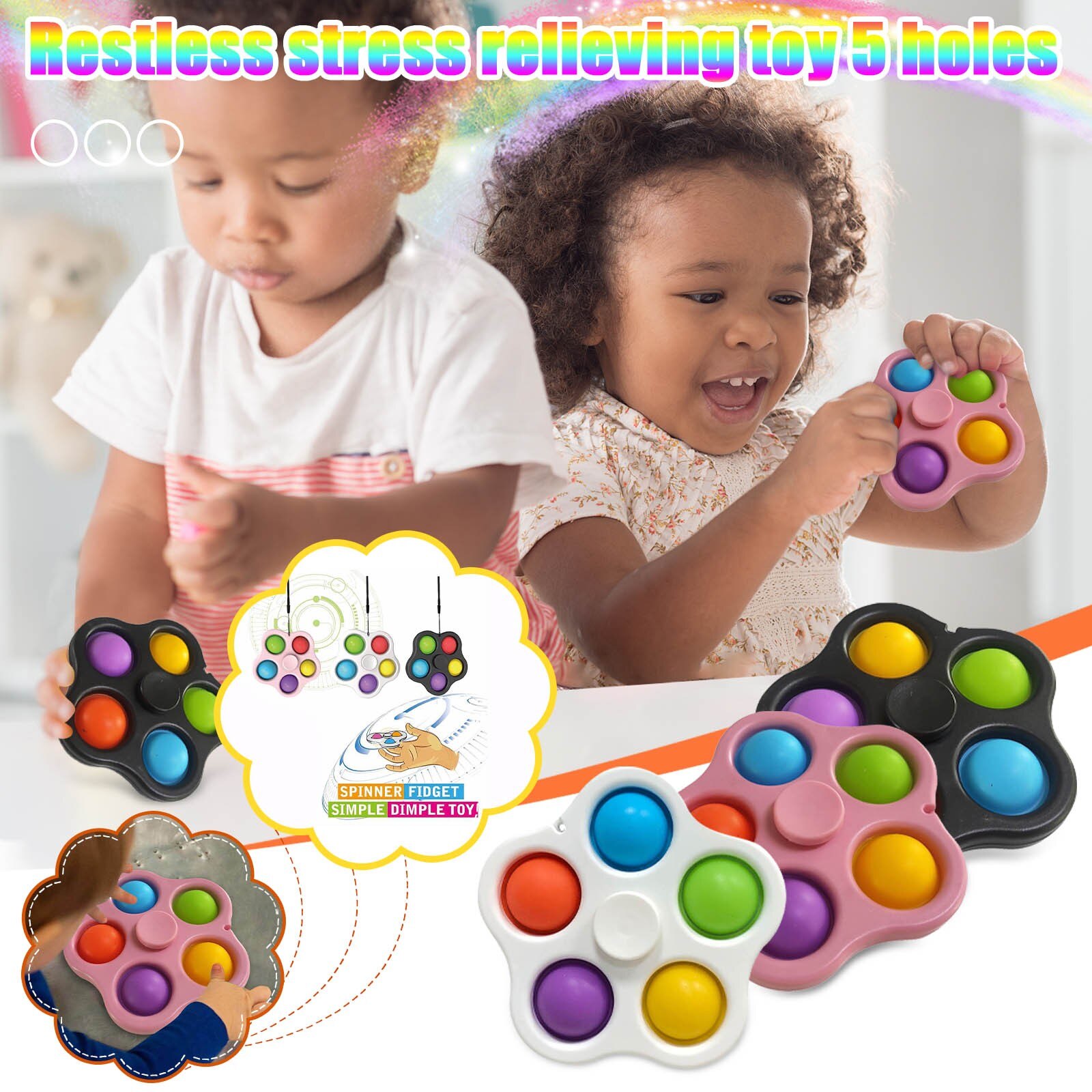 drücken Es blasiert Anti-betonen-Spielzeug Erwachsene freundlicher Zappeln Spielzeug Bunte Autismus Bedürfnisse Squishy Stressabbau Spielzeug betonen Linderung