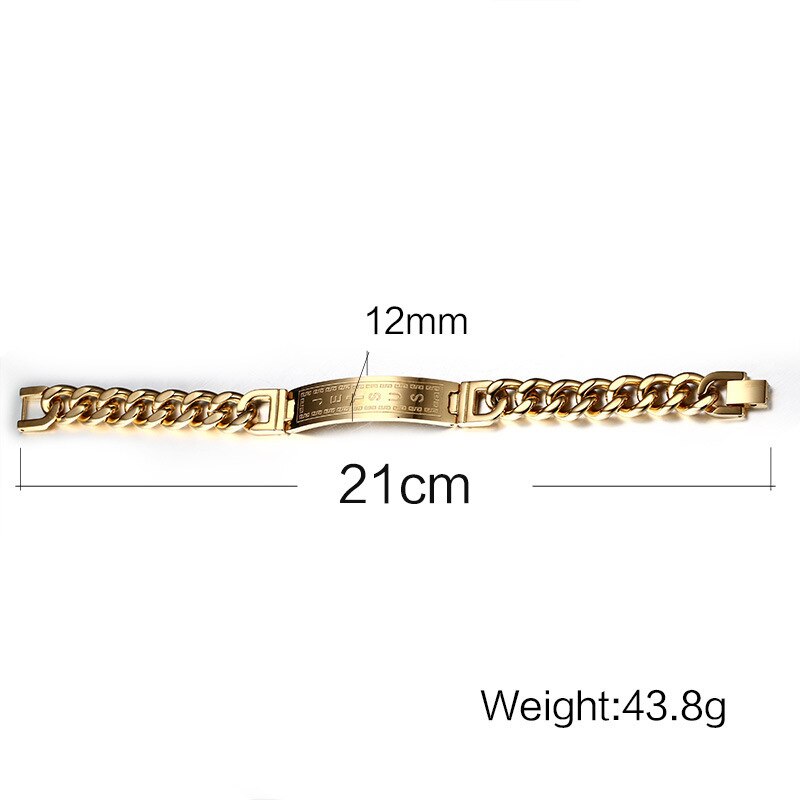 Høj mængde 316l rustfrit stål punk armbånd jesus cross guld farve kæde charm armbånd til mænd fine smykker