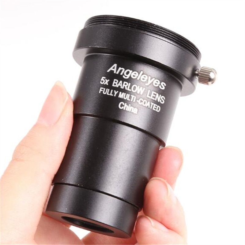 Angeleyes Metal 1.25 Inches 5X Extender Telescope Double Universal 5X Barlow Lens Black Color Barlow Mirror AngeleyesBlack5X