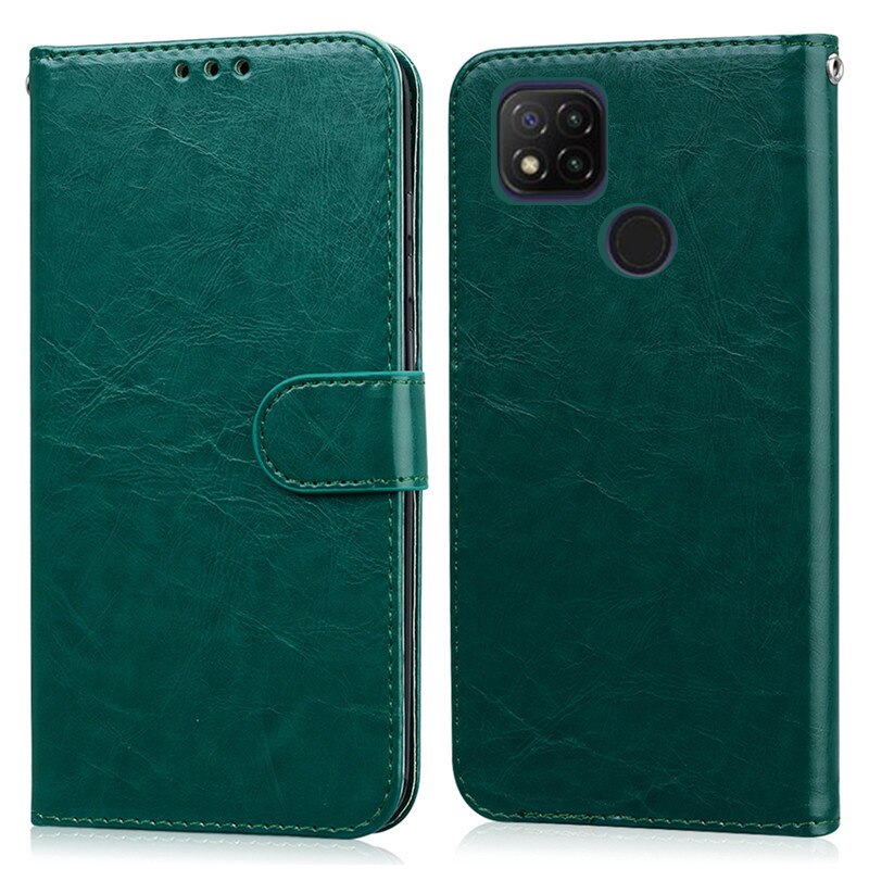 Voor Redmi 9C Nfc Gevallen Xiomi Xiaomei Xiaomi Redmi 9C Nfc Nfs Wallet Leather Flip Case Voor Xiaomi Redmi 9C 9 C Telefoon Gevallen Coque: For Redmi 9C NFC / Dark Green