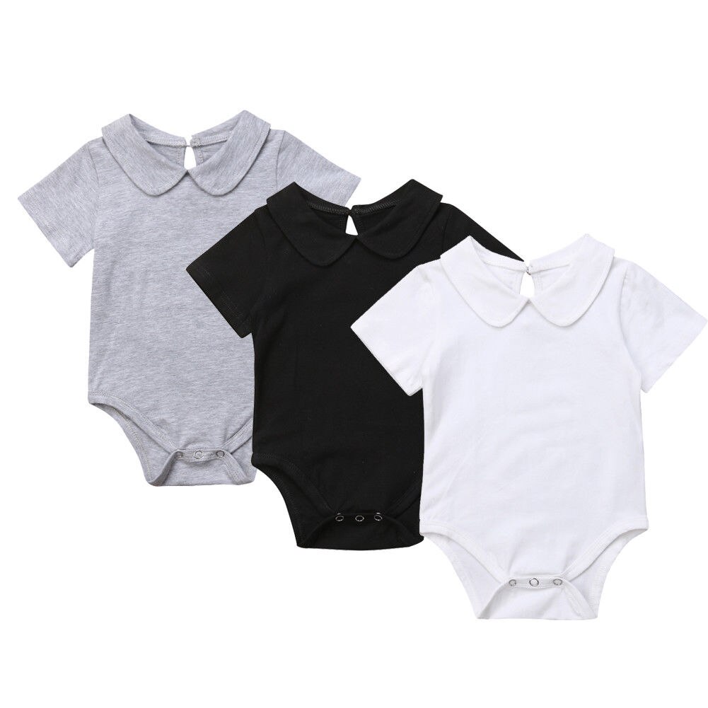 Baby's, meisjes, jongens, korte mouwen, effen bodysuit, jumpsuit, zonnepak, outfits, katoenen kleding