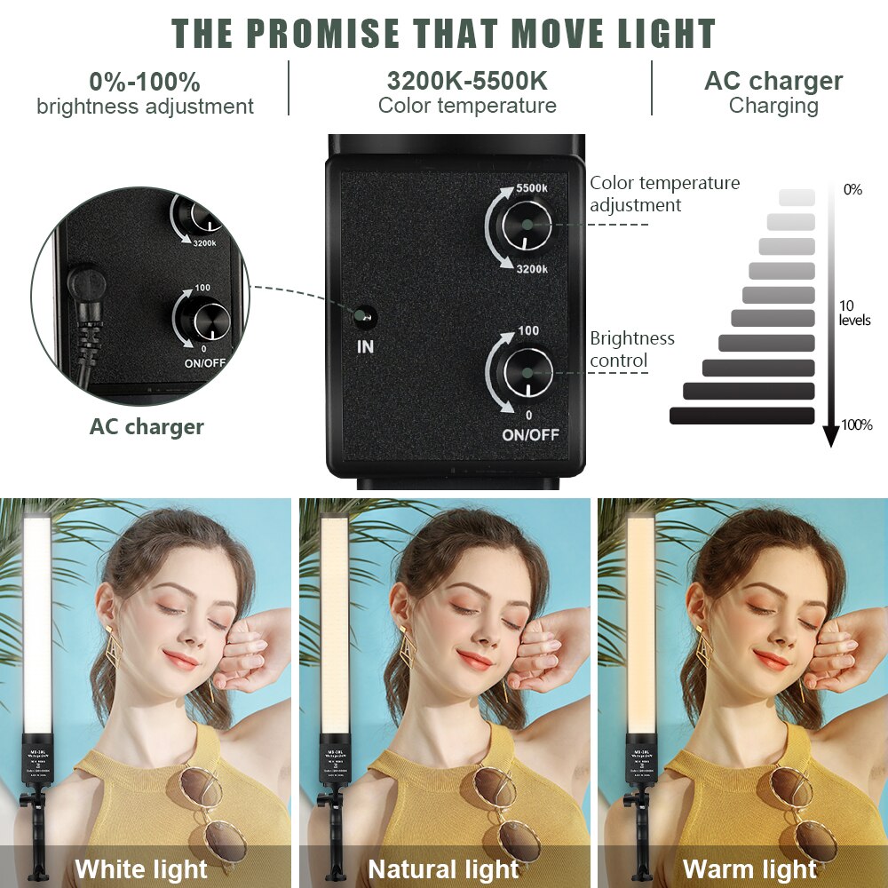 Led Bi-Kleur Vullen Licht Kit Dimbare 3200-5500K Fotografie Verlichting Met 160Cm Statief Lange Strips handheld Selfie Make Lamp