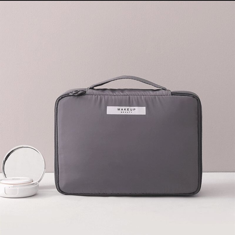 Borsa per trucco per donna articoli da toeletta Organizer custodia da viaggio impermeabile custodia per cosmetici portatile di grande capacità femminile: L Grey