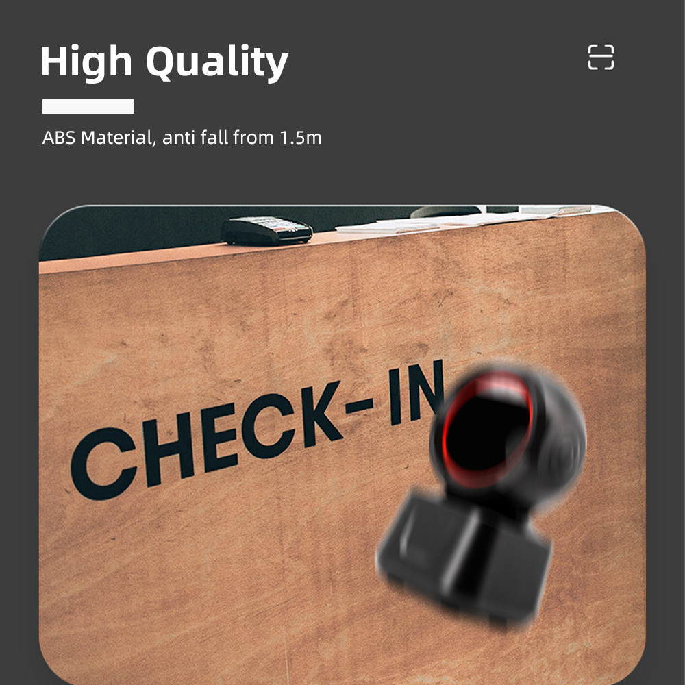 Scanner di codici a barre cablato desktop 1D 2D QR Piattaforma ad alta velocità Lettore di rilevamento automatico a mani libere Porta USB Compatibile con Plug & Play