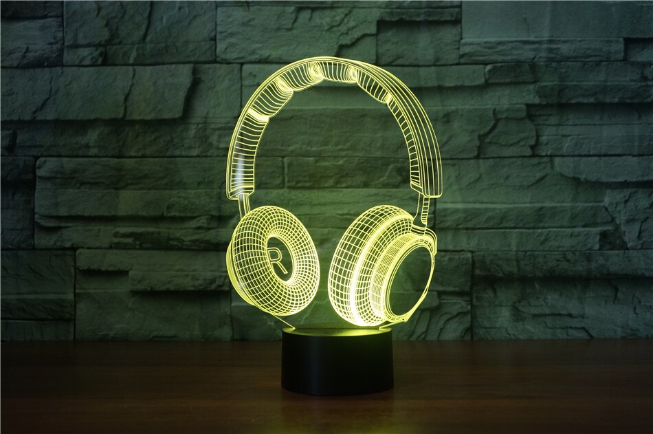 3D DJ Hoofdtelefoon Illlusion Lamp Studio Monitor Headset hifi Muziek Oortelefoon 3d Nachtlampje Kleur slaapkamer Tafellamp Home decor led