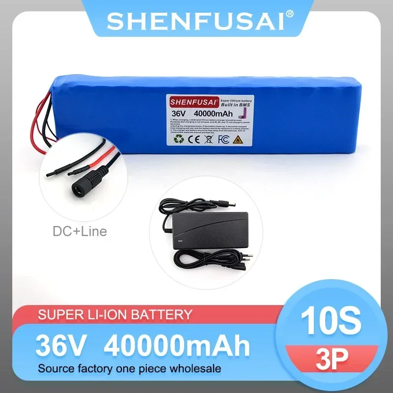 36V 18650 lithium 10s3p 40000mAh ion battery pack, suitable for 250w~ 500w electric bicycle/scooter, sold with charger: PURPLE