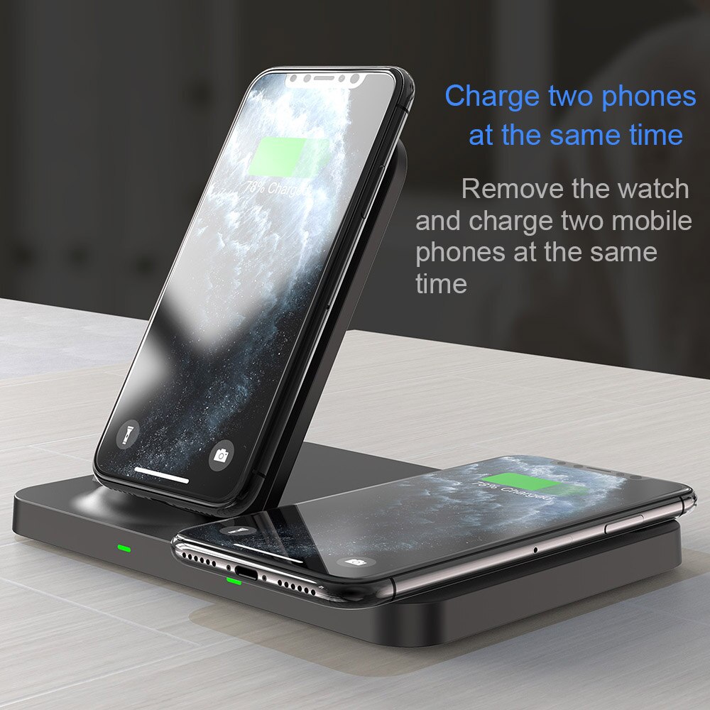 3 in 1 trådløs opladningsstation til apple watch 6 se 5 4 3 2 airpods pro  qi 15w hurtig oplader station til iphone 12 11 x xs  xr 8