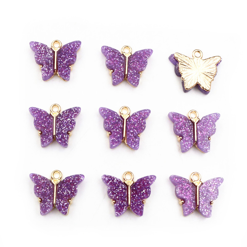10 Uds. De 14x16mm acrílico mariposa encantos colgante de aleación de Metal para collar pulsera DIY accesorios de fabricación de joyas: Chapado en zinc azul