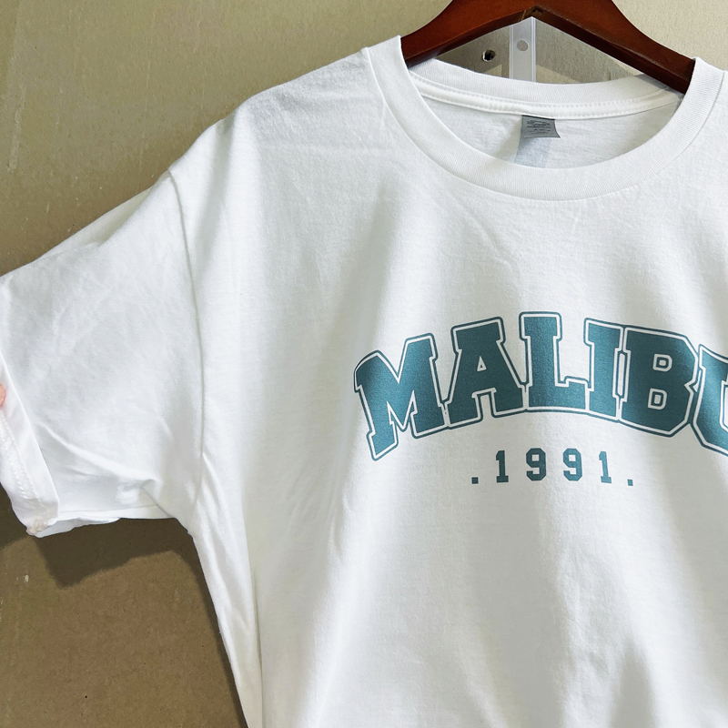1 st malibu t-shirt dam toppar tecknat tryck o-ringad svart söt avslappnad oversized t-shirt kortärmad t-shirt dam t-shirt