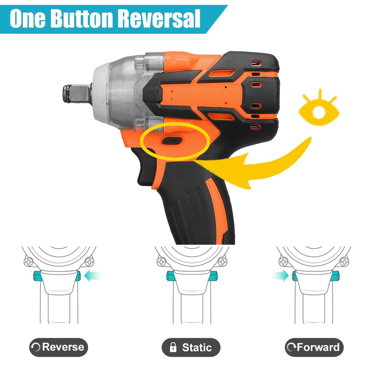 Llave de impacto eléctrica de 21V, destornillador de impacto sin escobillas, taladro eléctrico con 1 Batería y 1 cambiador, herramienta eléctrica para el hogar