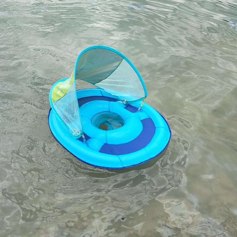 Baby Inflatable Swimming Seat With Awning Children Swimming Lap Net With Bottom Pocket Outdoor Play Water Toys