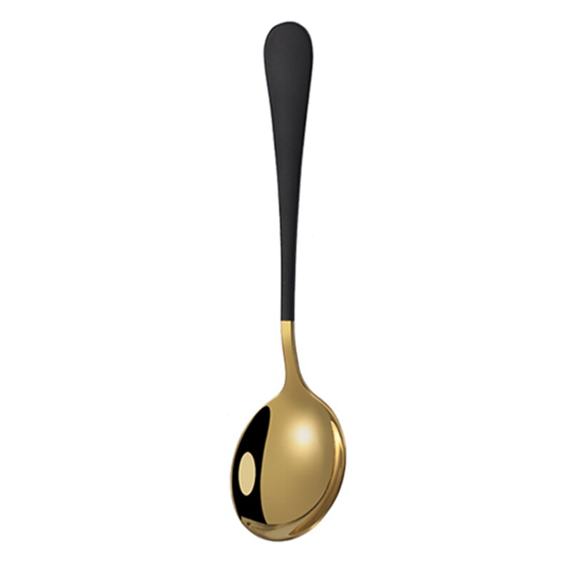 10 Colors 1pcs Coffee Spoons Stainless Steel Dessert Spoons Kitchen Utensils Round Spoons: Black gold