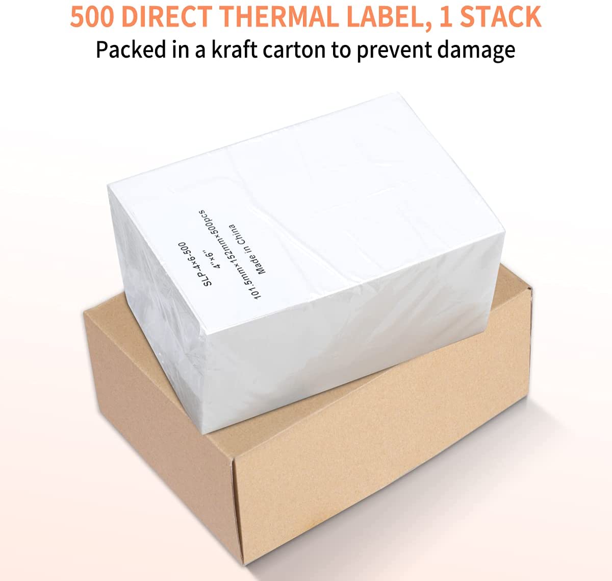 4x6 Thermal Direct Label,Pack of 500 Fan-Fold Labels, Permanent Adhesive, Commercial Grade Thermal Labels