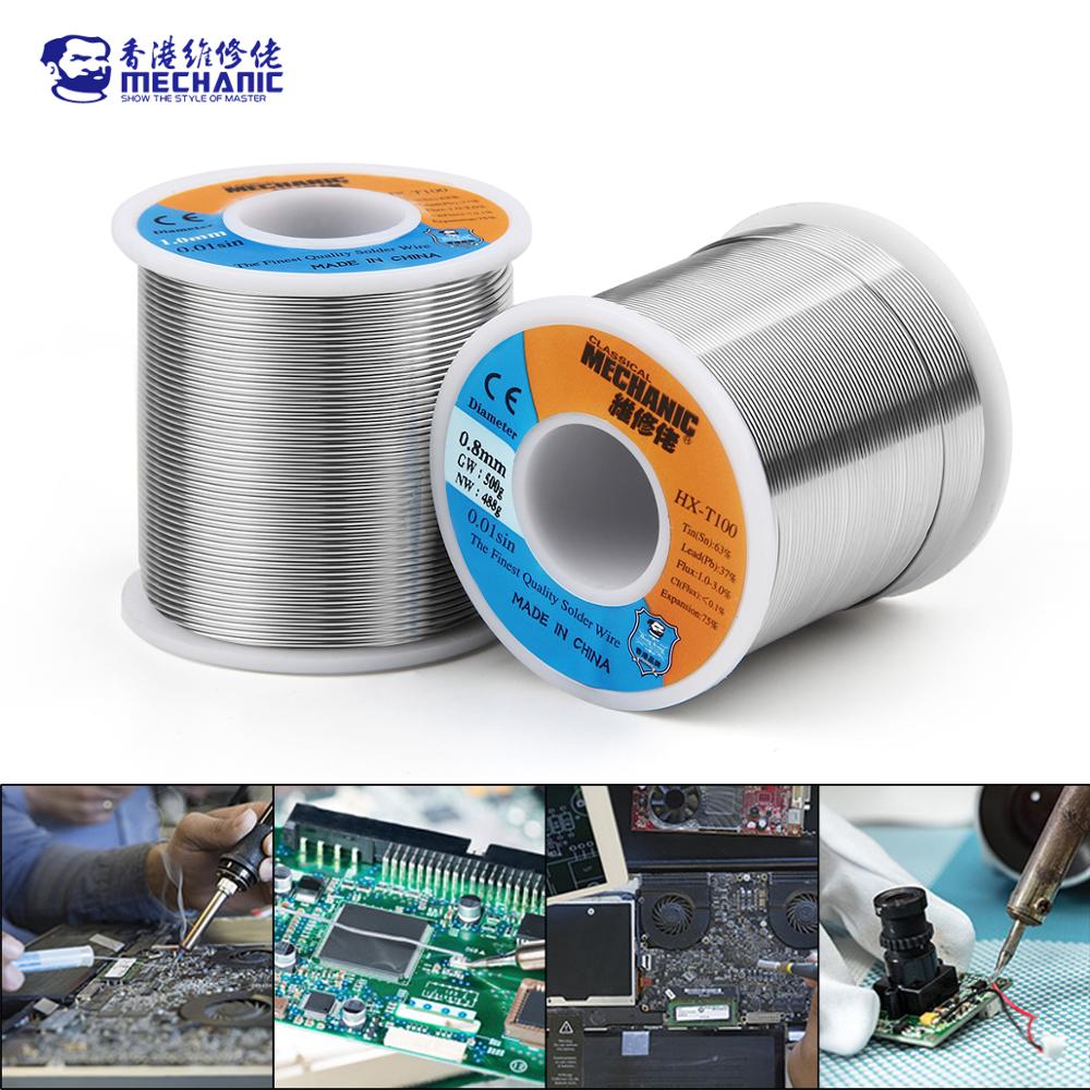 MECHANIKER HX-T100 500g 63%/37% Sn/Pb Kolophonium Ader 183 ℃ Schmelzpunkt 0,5mm-1,2mm Lot draht Schweißen Fluss 1,0-3.0% Eisen Kabel Spule