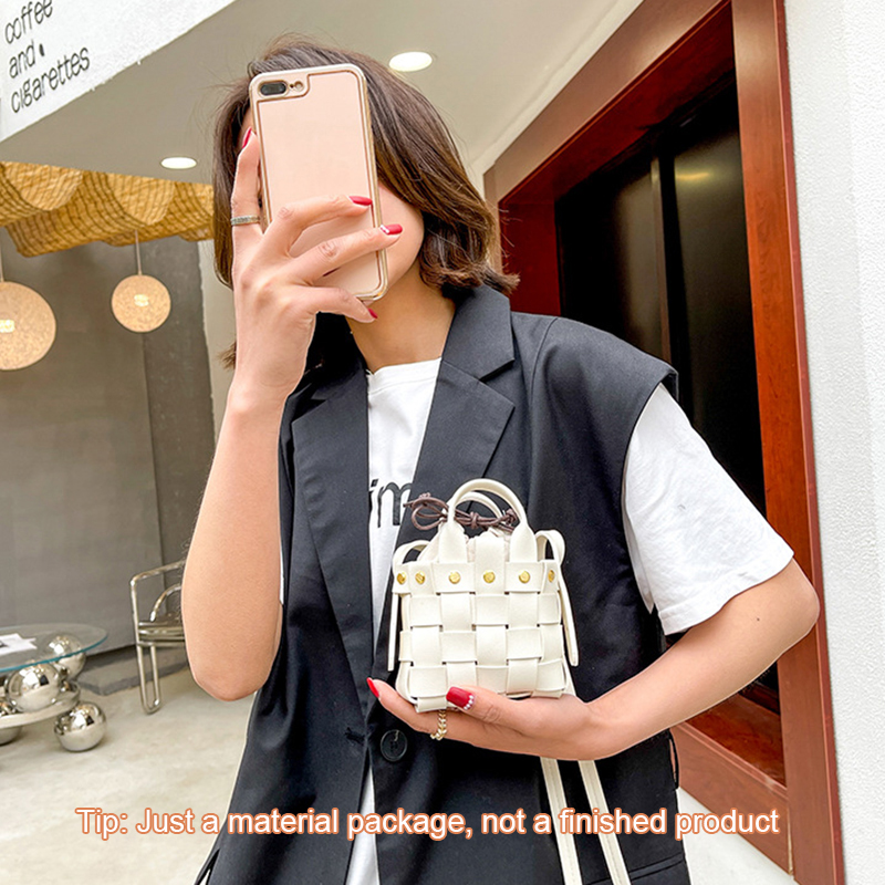 Mini Tas Handgemaakte Naaien Materiaal Diy Handtas Schoudertas Maken Materialen Pakket Handwerk Geweven Zak Self-Made Accessoires: White s